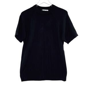 Zara S Mens Black Knit Tee Shirt Short Sleeve Crew Neck Slight Texture